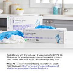 Exam Glove McKesson Confiderm 6.5CX Medium NonSterile Nitrile Extended Cuff Length Textured Fingertips Blue Chemo Tested