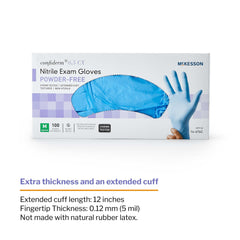 Exam Glove McKesson Confiderm 6.5CX Medium NonSterile Nitrile Extended Cuff Length Textured Fingertips Blue Chemo Tested