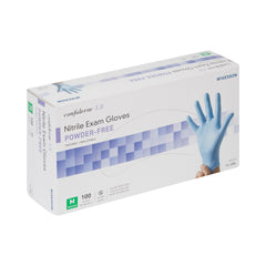 Exam Glove McKesson Confiderm 3.8 Medium NonSterile Nitrile Standard Cuff Length Textured Fingertips Blue Not Rated | 10Box/Case