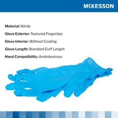 Exam Glove McKesson Confiderm 3.8 Medium NonSterile Nitrile Standard Cuff Length Textured Fingertips Blue Not Rated | 10Box/Case