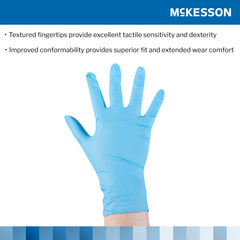 Exam Glove McKesson Confiderm 3.8 Medium NonSterile Nitrile Standard Cuff Length Textured Fingertips Blue Not Rated | 10Box/Case