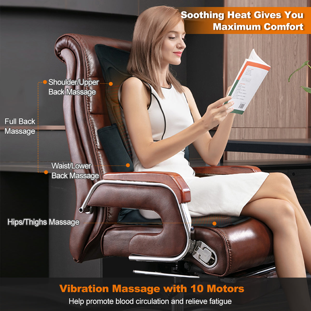 Vibration Massage Seat Cushion Car 10 Vibration Motors Seat Back Massager