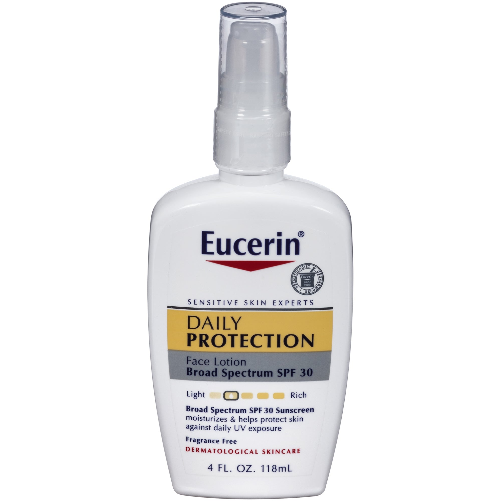 Loción protectora solar Eucerin FPS 30, 113 ml (4 oz), envase individual.