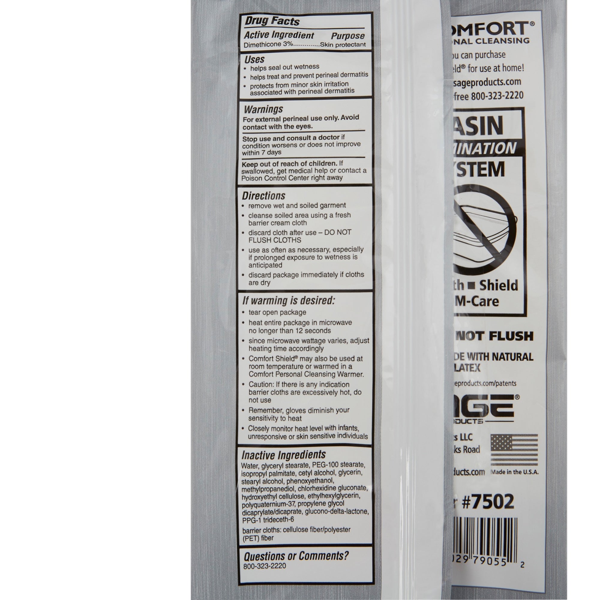 Incontinence Care Wipe Comfort Shield Soft Pack Unscented 3 Count
