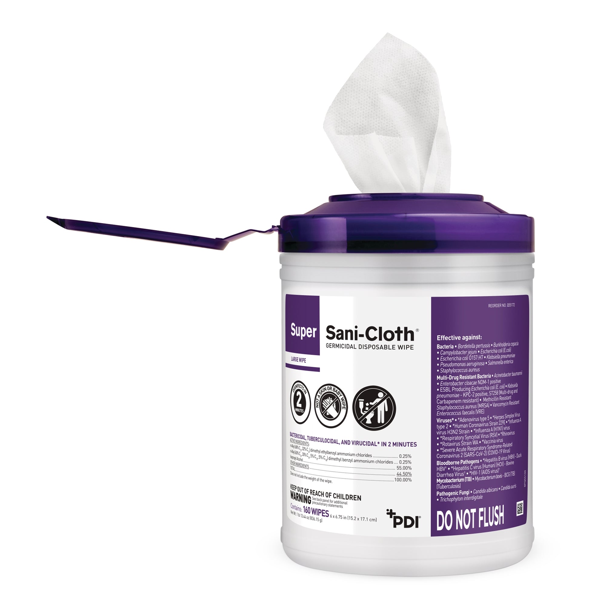Super Sani-Cloth Surface Disinfectant Cleaner Premoistened Germicidal Manual Pull Wipe 160 Count Canister Alcohol Scent NonSterile | 12CANE/CASE