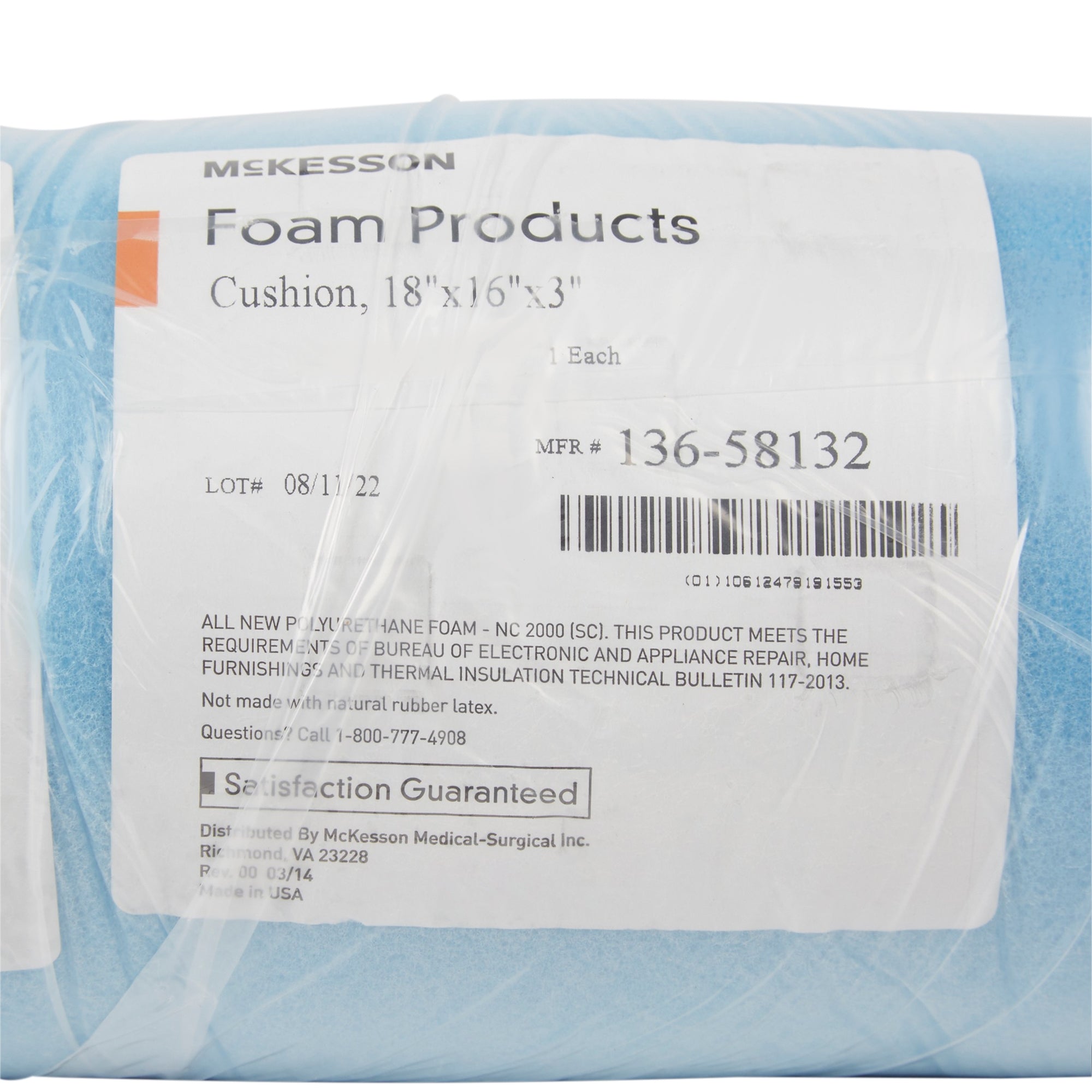 Seat Cushion McKesson 18 W X 16 L X 3 D Inch Convoluted Foam