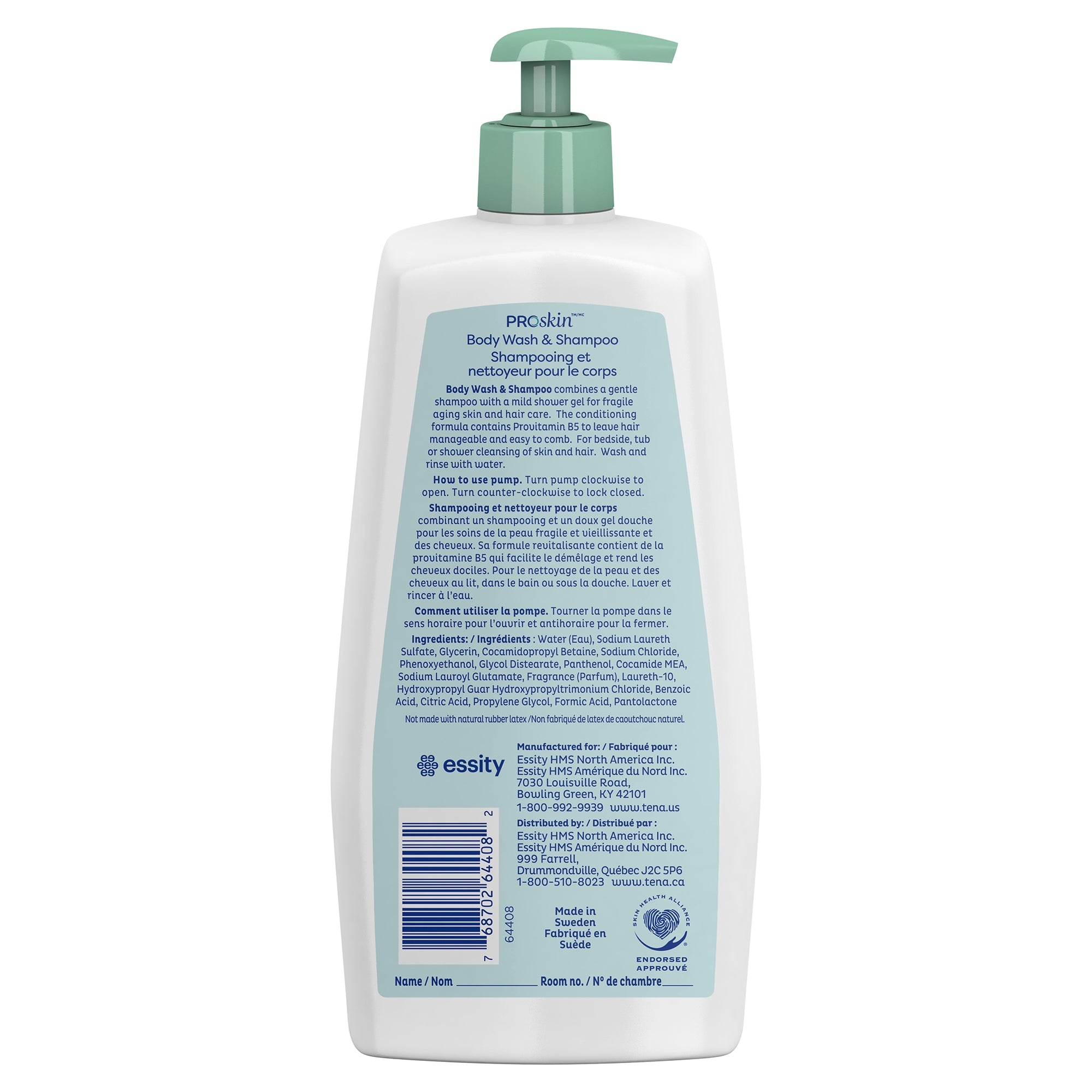 Shampoo and Body Wash TENA ProSkin 33.8 oz. Pump Bottle Unscented, Packaging Type- Case
