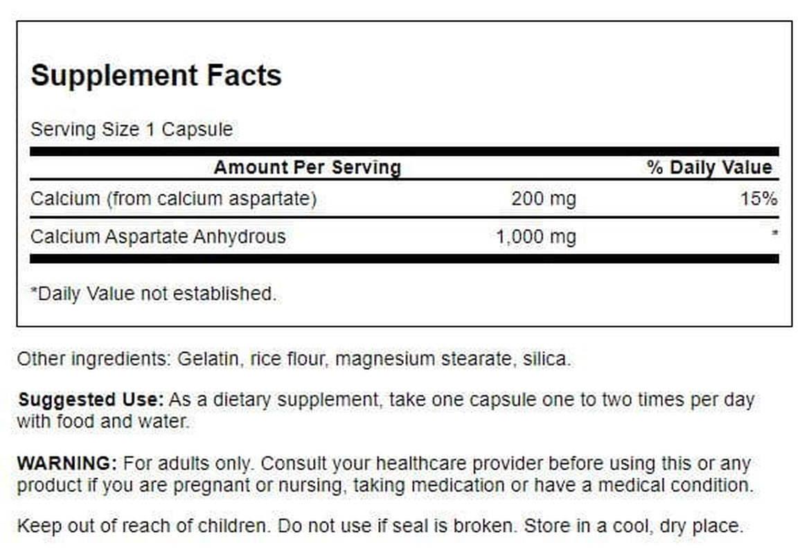 Calcium Aspartate 200 Mg 60 Capsules