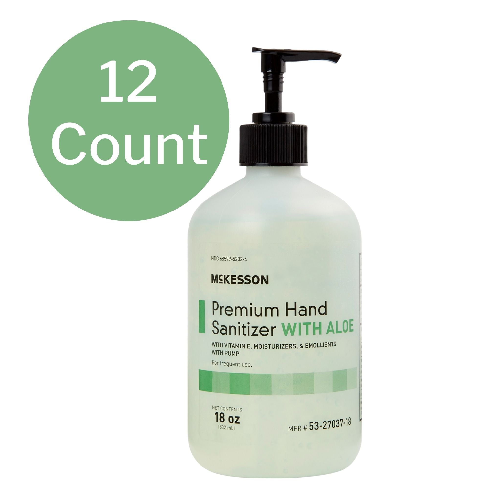 Hand Sanitizer with Aloe McKesson Premium 18 oz. Ethyl Alcohol Gel Pump Bottle, Packaging Type- Case