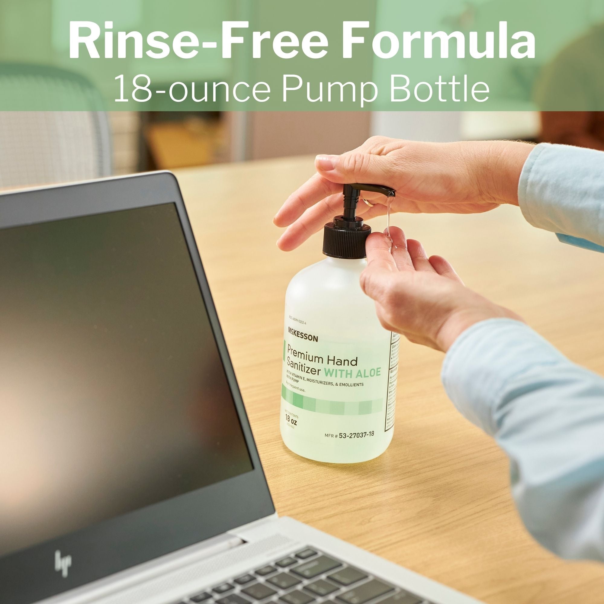 Hand Sanitizer with Aloe McKesson Premium 18 oz. Ethyl Alcohol Gel Pump Bottle, Packaging Type- Case