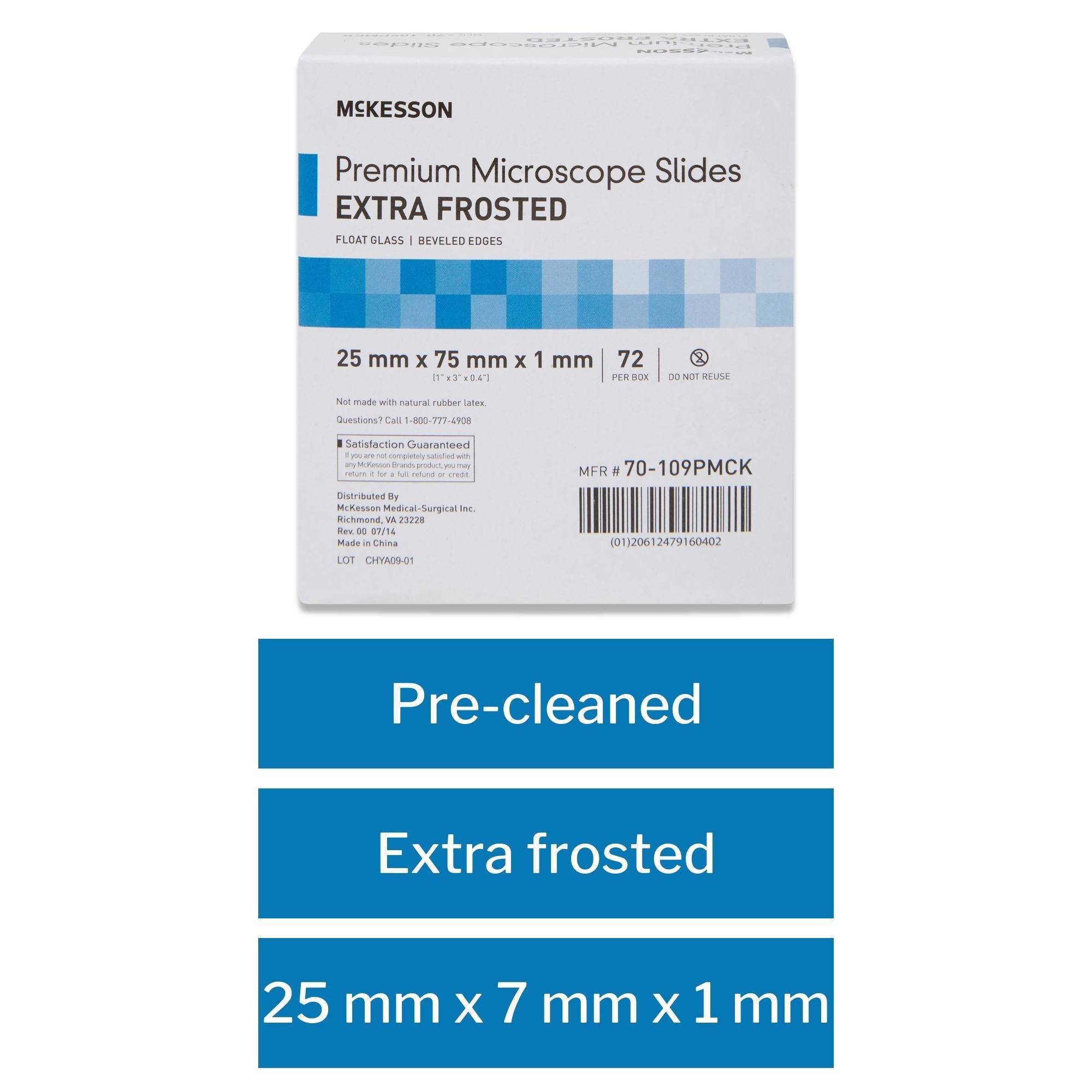 Microscope Slide McKesson 25 X 75 X 1 mm Extra-Frosted End, Packaging Type- Case