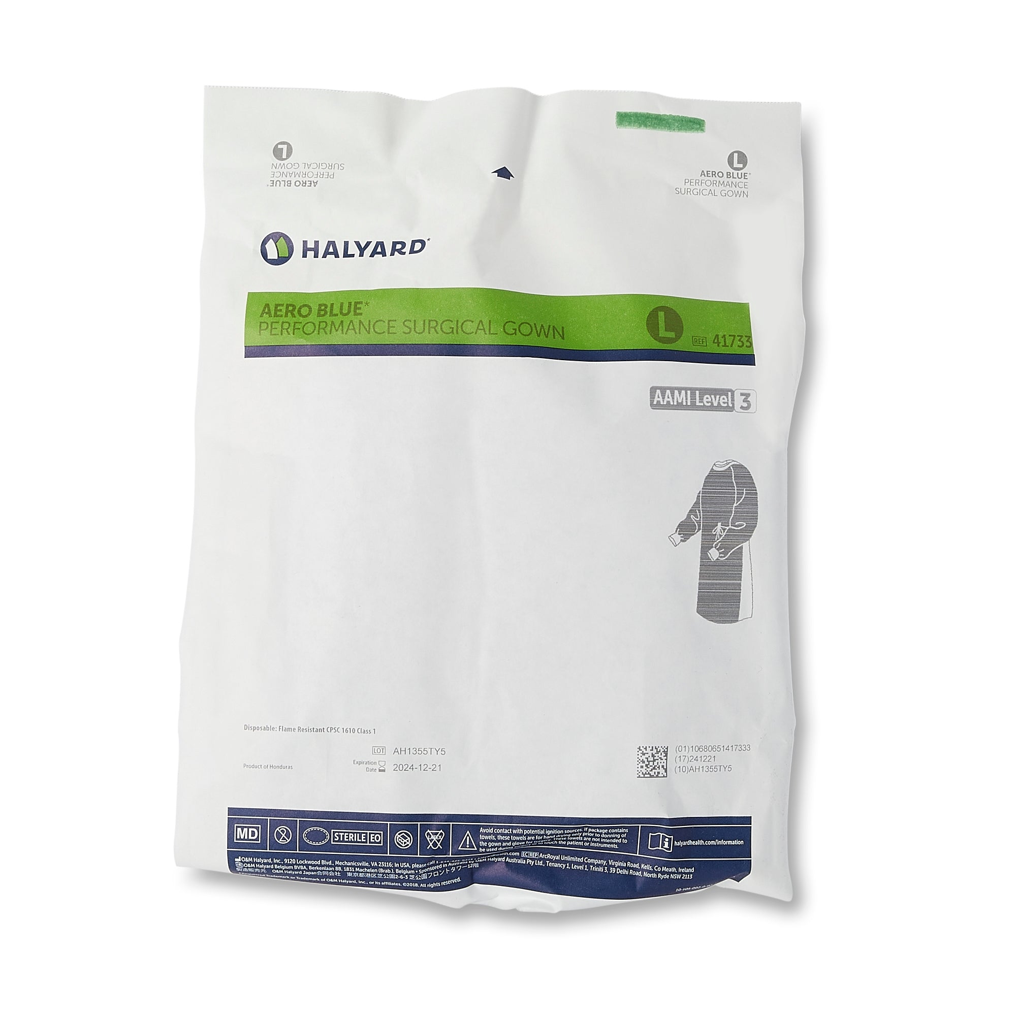 Surgical Gown with Towel Aero Blue Large Blue Sterile AAMI Level 3 Disposable, Packaging Type- Case
