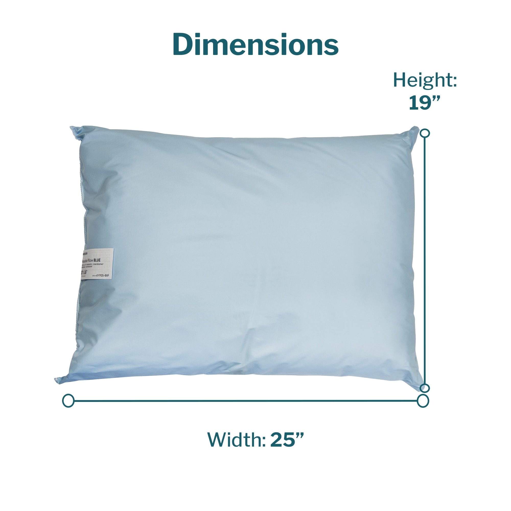 Bed Pillow McKesson 19 X 25 Inch Blue Reusable, Packaging Type- Case