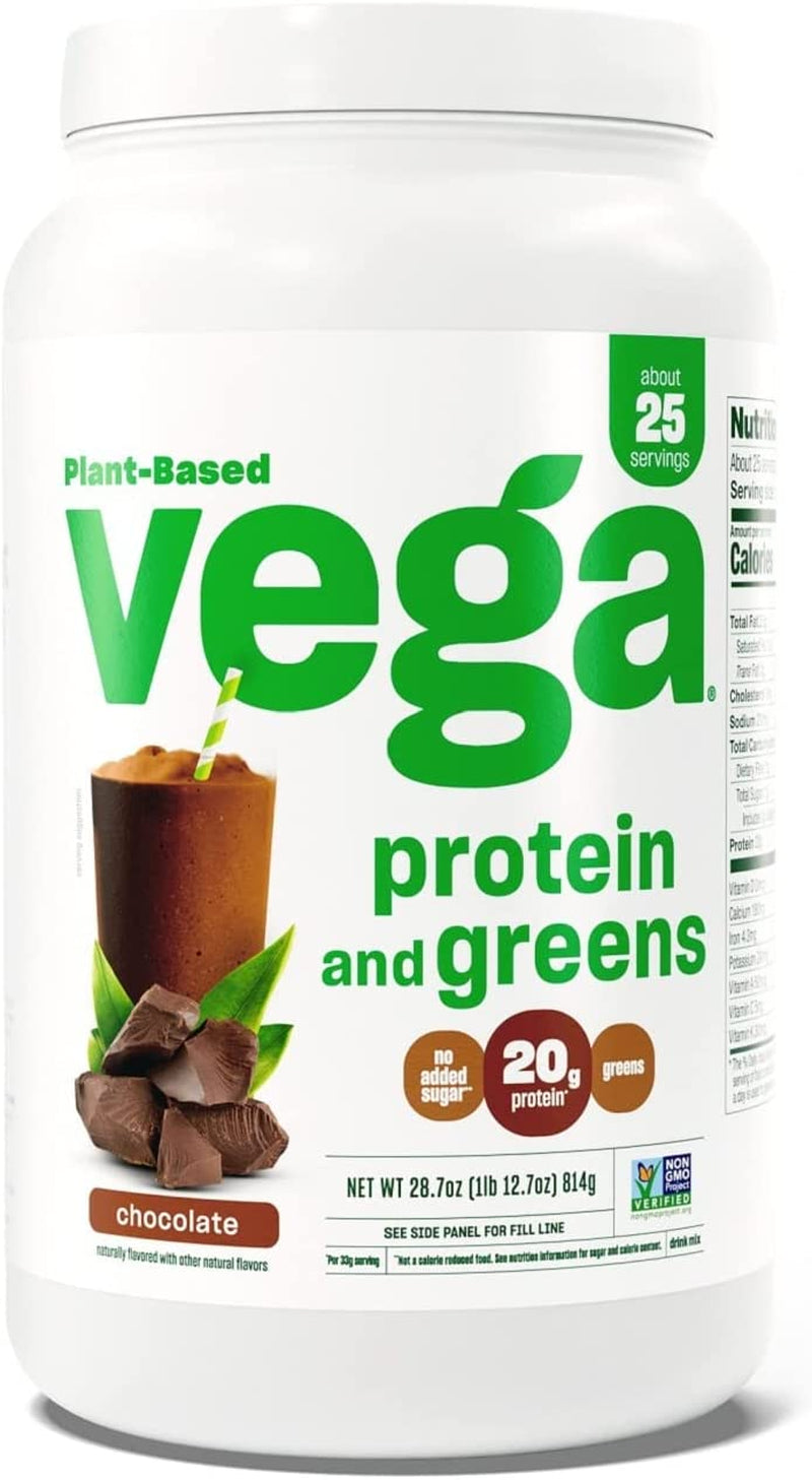 Protein and Greens Protein Powder, Chocolate - 20G Plant Based Protein plus Veggies, n, Non GMO, Pea Protein for Women and Men, 1Lbs (Packaging May Vary)