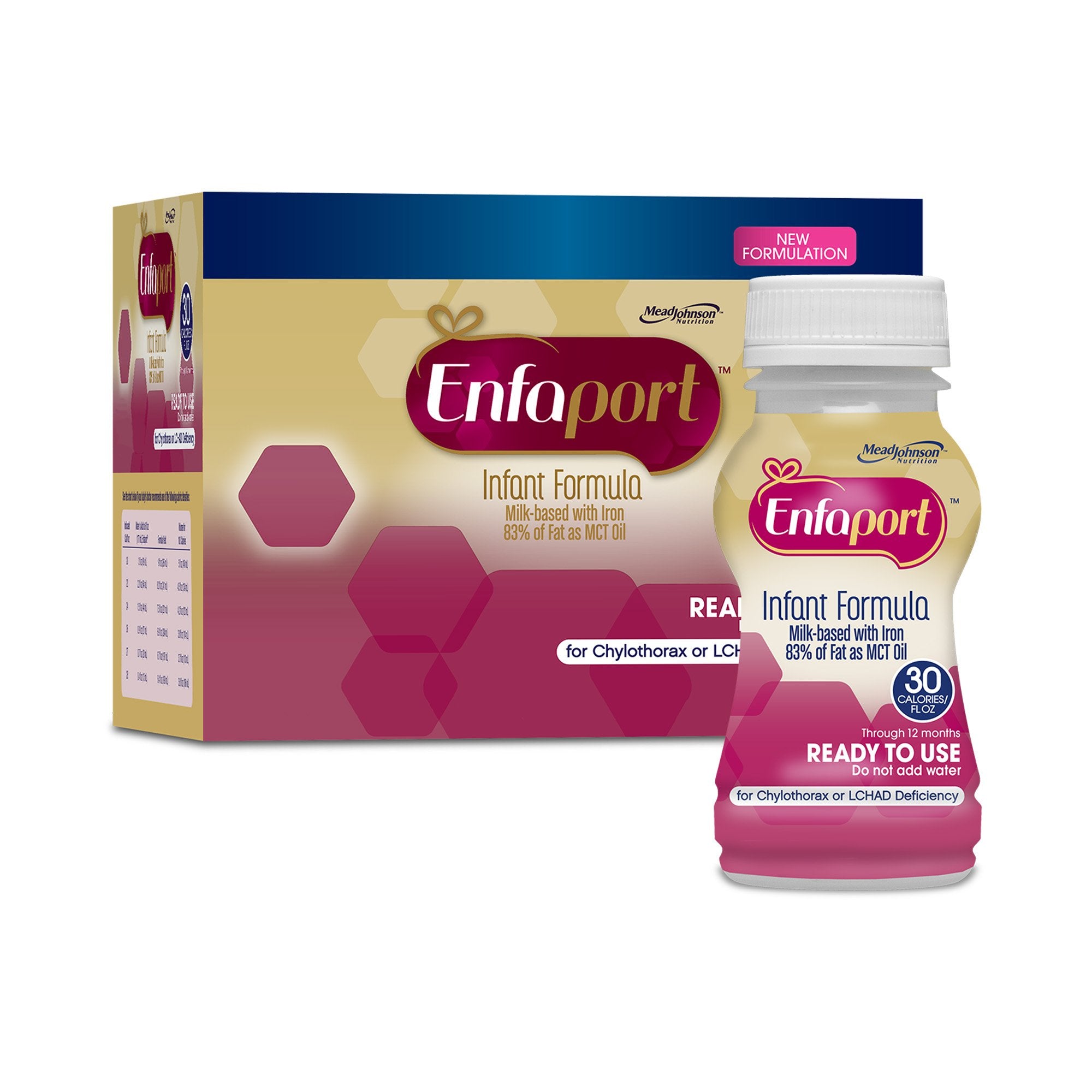 Infant Formula Enfaport Unflavored 6 oz. Bottle Liquid MCT Oil Chylothorax / LCHAD Deficiency Case of 24