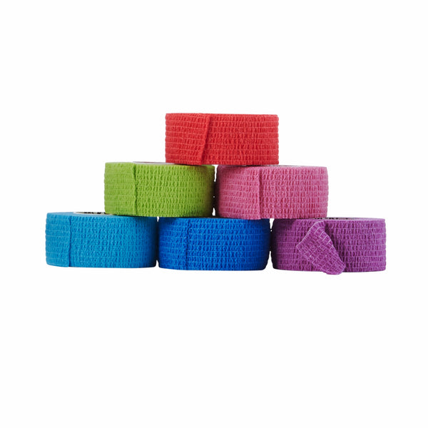 Cohesive Bandage McKesson 1 Inch X 5 Yard Self-adherent Closure Purple / Pink / Green / Light Blue / Royal Blue / Red NonSterile Standard Compression, Packaging Type- Case