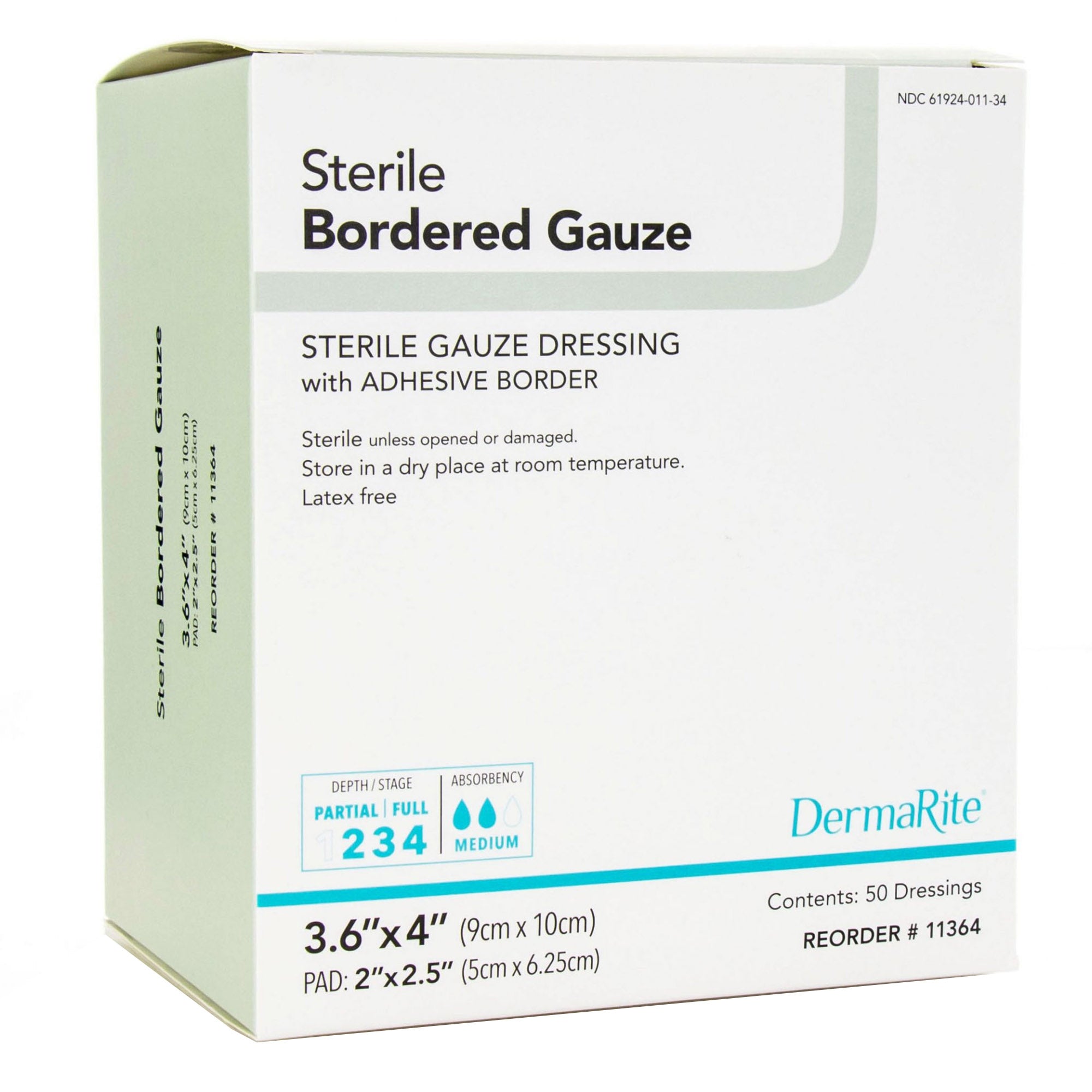 Island Dressing DermaRite Bordered Gauze 3-3/5 X 4 Inch Square Sterile,  Packaging Type- Box