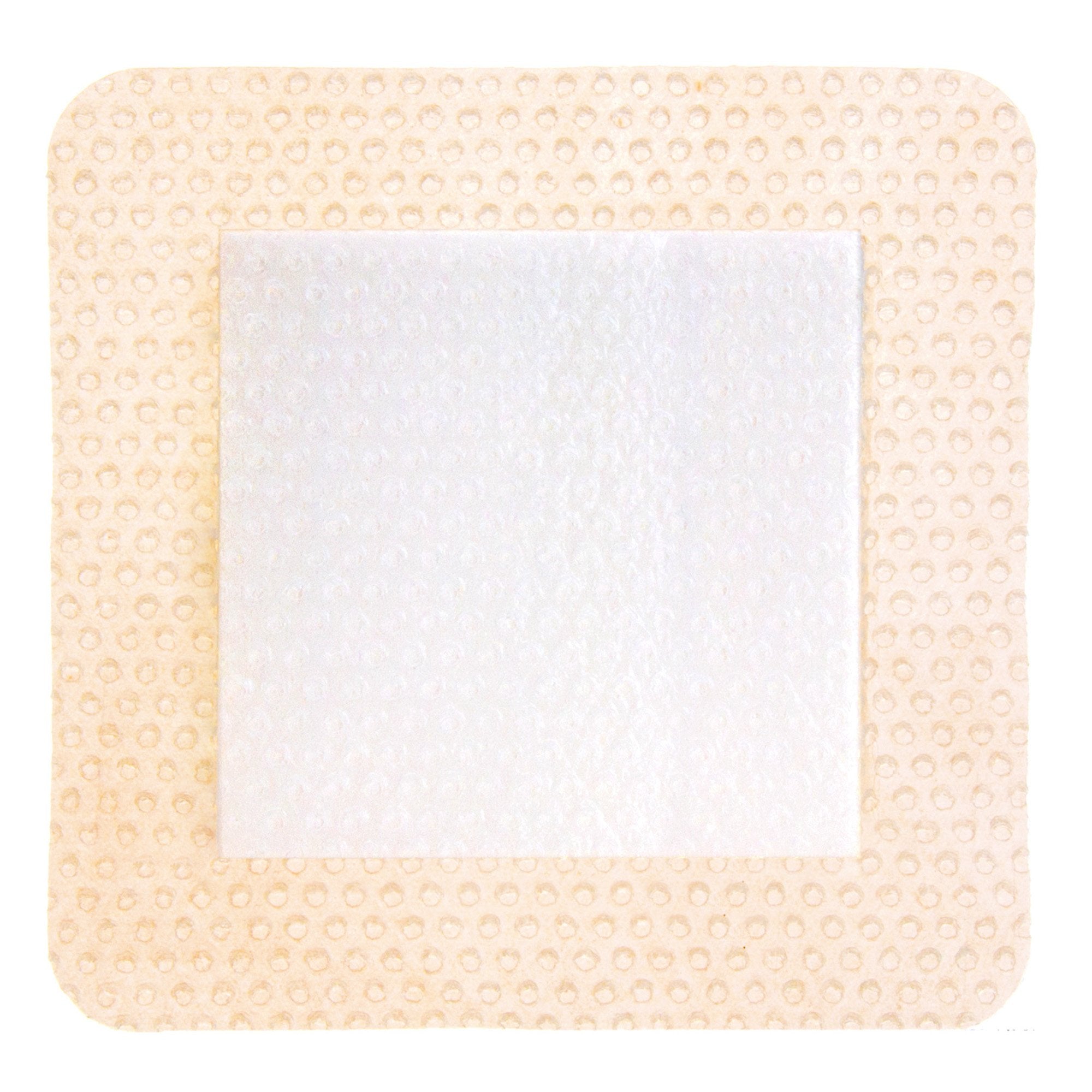 Apósito de espuma ComfortFoam con borde de 4 x 8 pulgadas, reverso impermeable, adhesivo de silicona, rectangular, estéril. Tipo de embalaje: caja.
