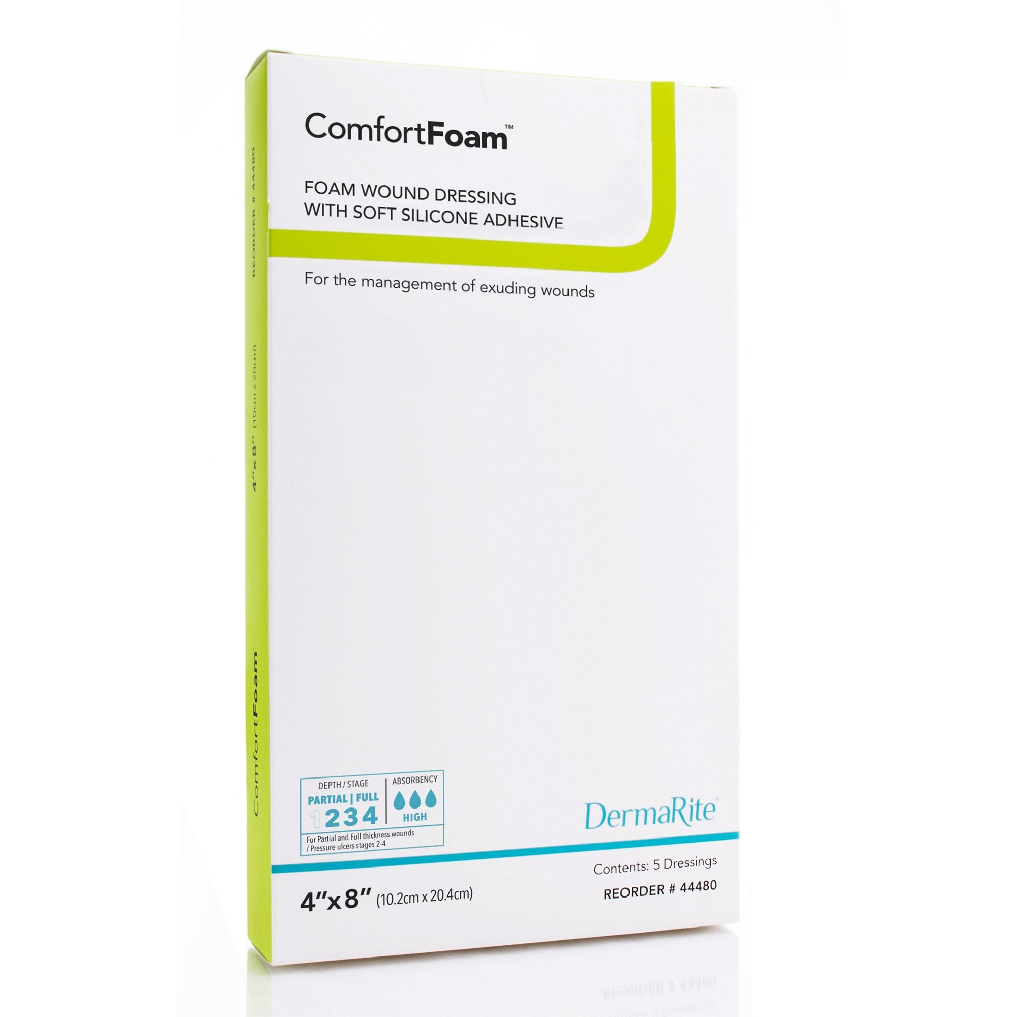 Foam Dressing ComfortFoam Border 4 X 8 Inch With Border Waterproof Backing Silicone Adhesive Rectangle Sterile,Packaging Type- Box