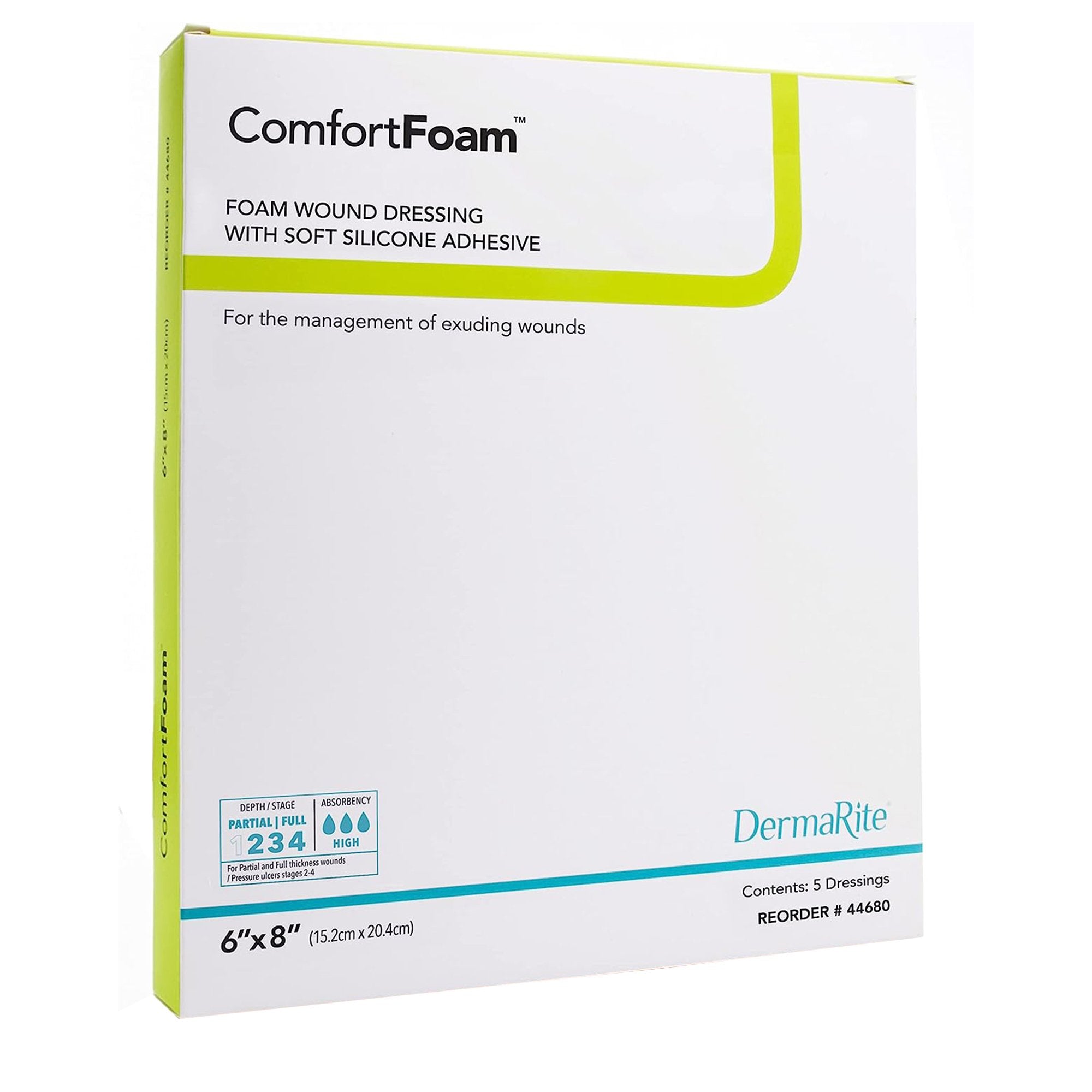Foam Dressing ComfortFoam 6 X 8 Inch Without Border Film Backing Silicone Face Rectangle Sterile,Packaging Type- Each