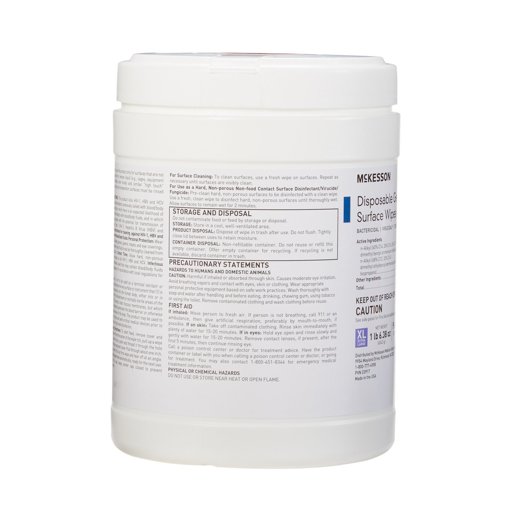 McKesson Surface Disinfectant Premoistened Manual Pull Wipe 65 Count Canister Alcohol Scent NonSterile, Packaging Type- Case