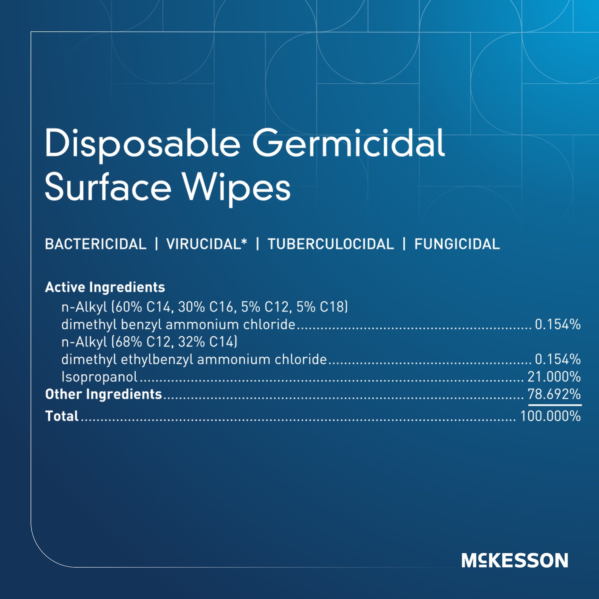 McKesson Surface Disinfectant Premoistened Manual Pull Wipe 65 Count Canister Alcohol Scent NonSterile | 12Box/Case