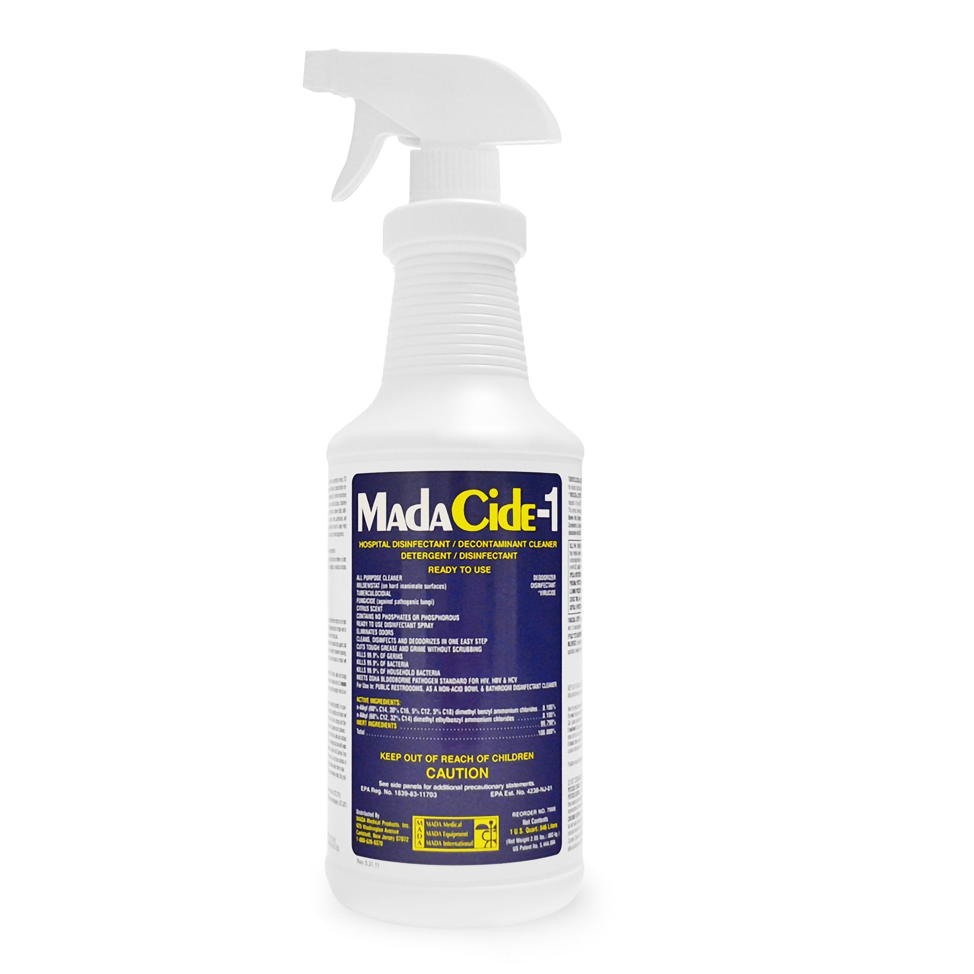 MadaCide-1 Surface Disinfectant Cleaner Broad Spectrum Trigger Spray Liquid 32 oz. Bottle Scented NonSterile