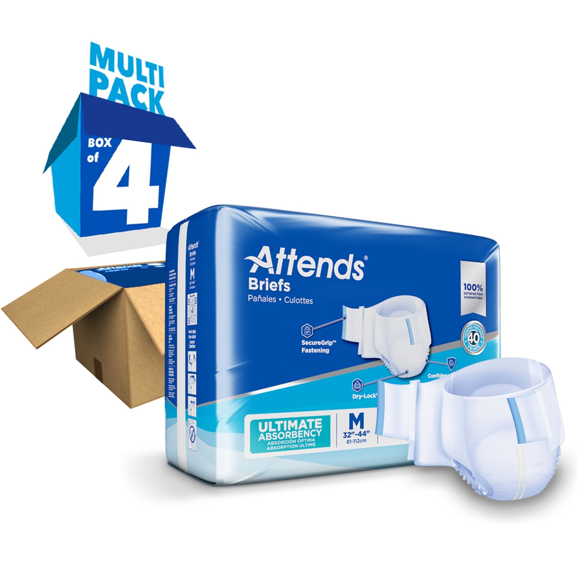 Unisex Adult Incontinence Brief Attends Advanced Medium Disposable Heavy Absorbency, Packaging Type- Case