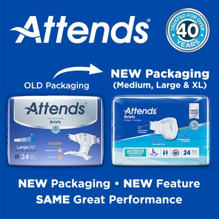 Unisex Adult Incontinence Brief Attends Advanced Large Disposable Heavy Absorbency, Packaging Type- Case