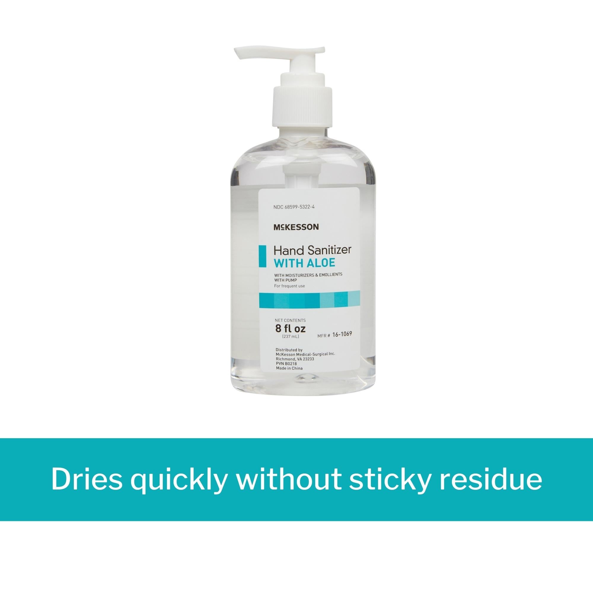 Hand Sanitizer with Aloe McKesson 8 oz. Ethyl Alcohol Gel Pump Bottle, Packaging Type- Case