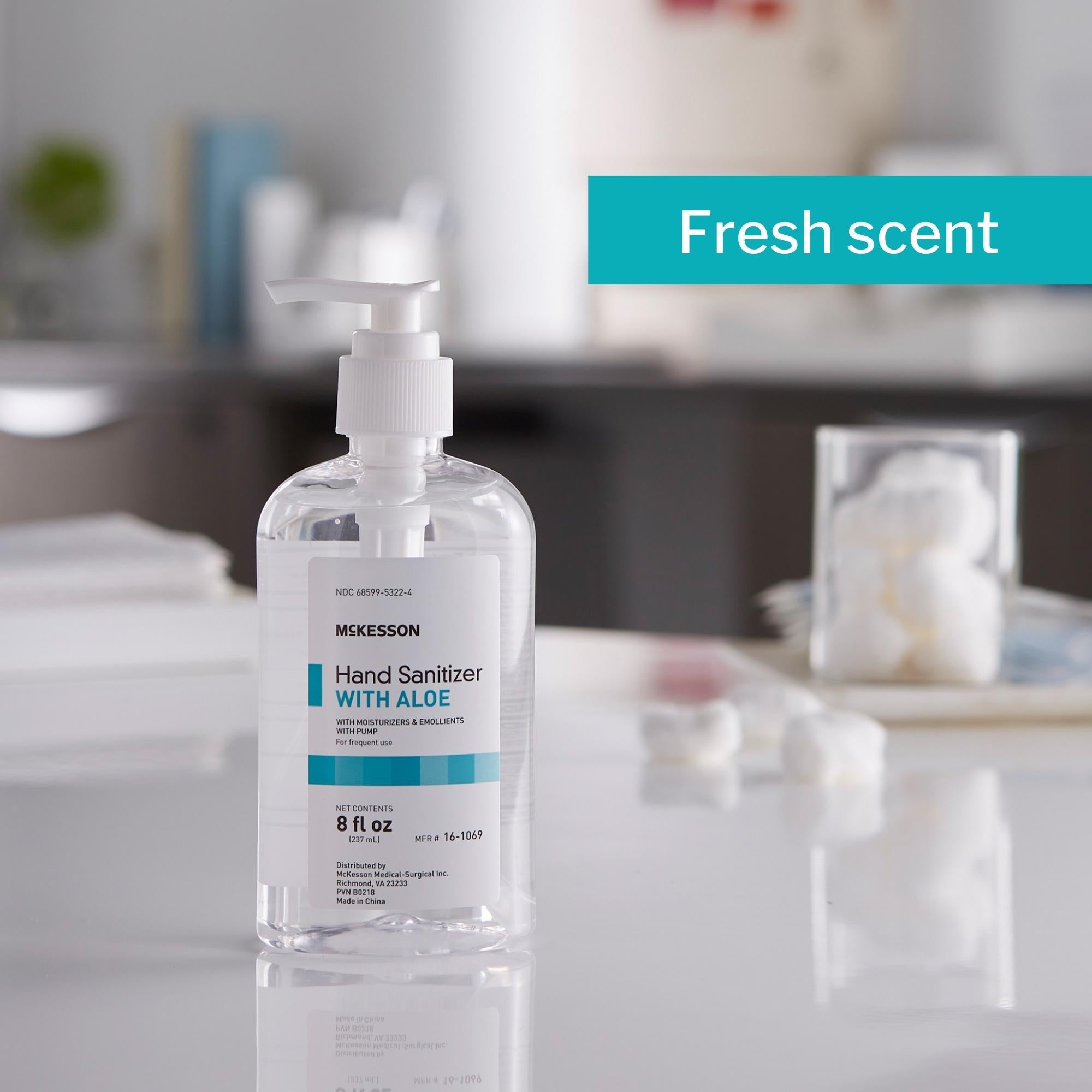 Hand Sanitizer with Aloe McKesson 8 oz. Ethyl Alcohol Gel Pump Bottle, Packaging Type- Case