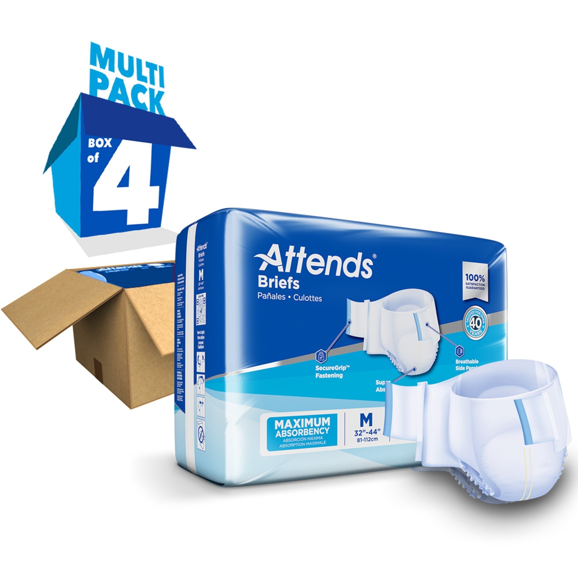 Unisex Incontinence Brief Attends Medium Disposable Heavy Absorbency, Packaging Type- Case