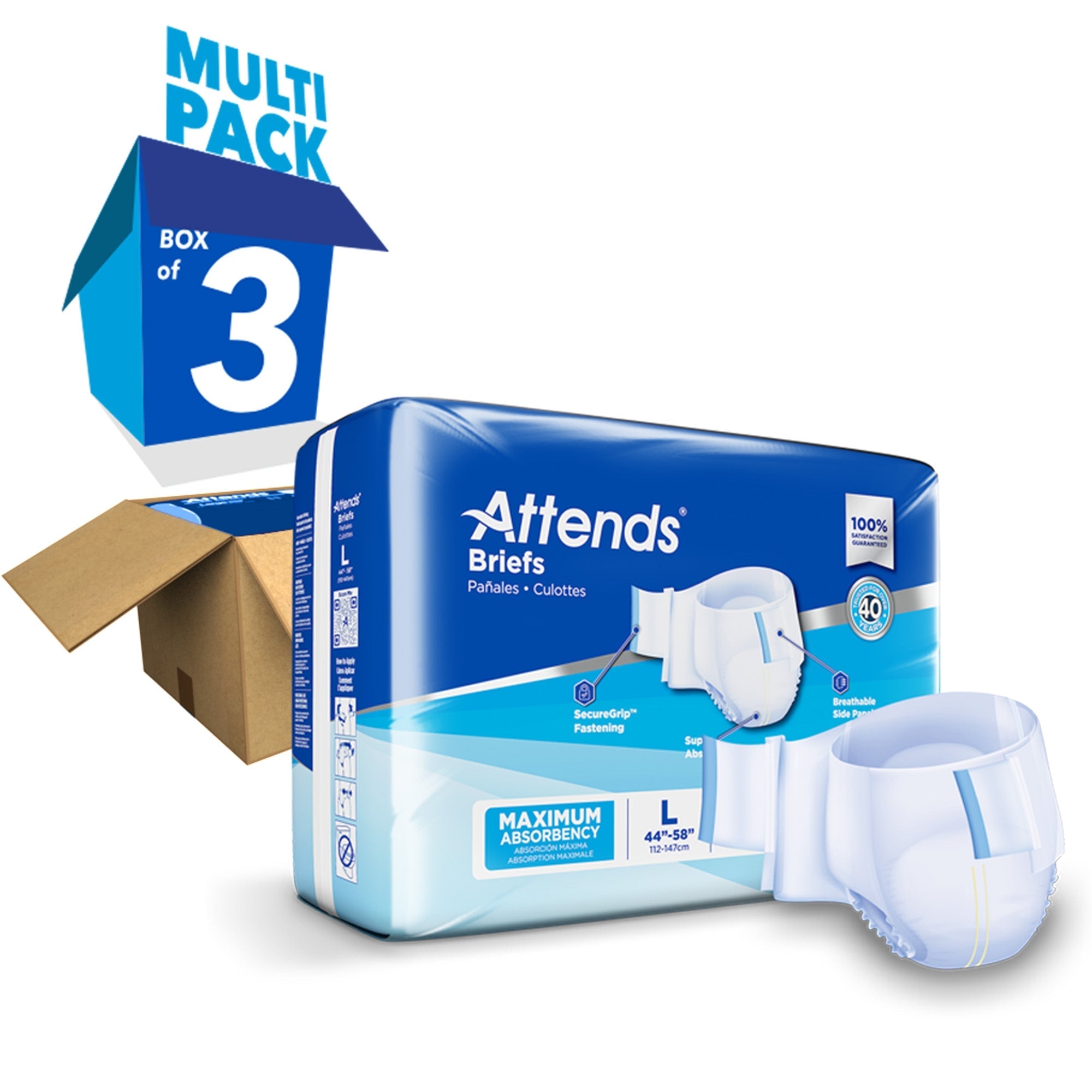 Unisex Incontinence Brief Attends Large Disposable Heavy Absorbency, Packaging Type- Case