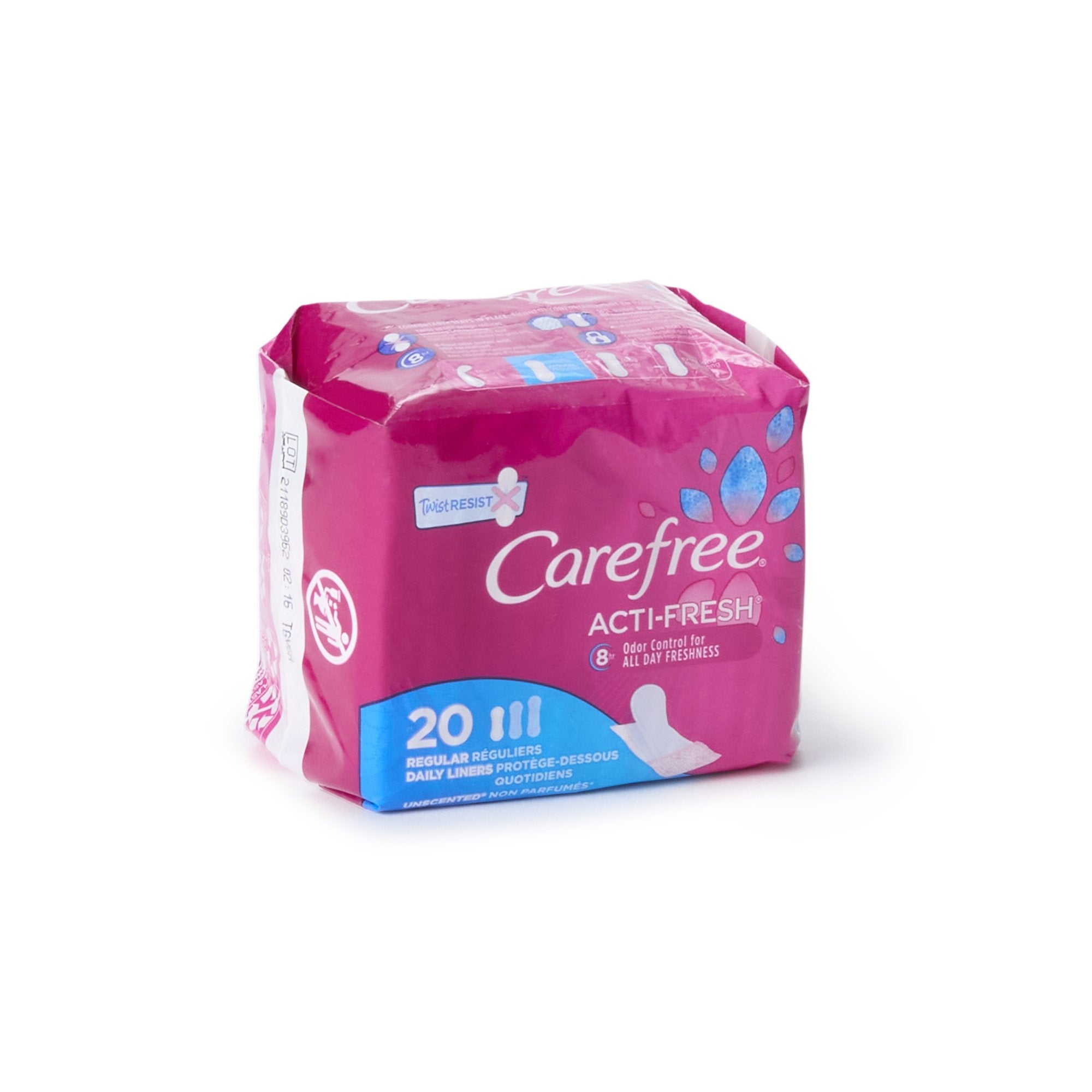 Protector diario Carefree actifresh de absorción regular, tipo de embalaje: caja