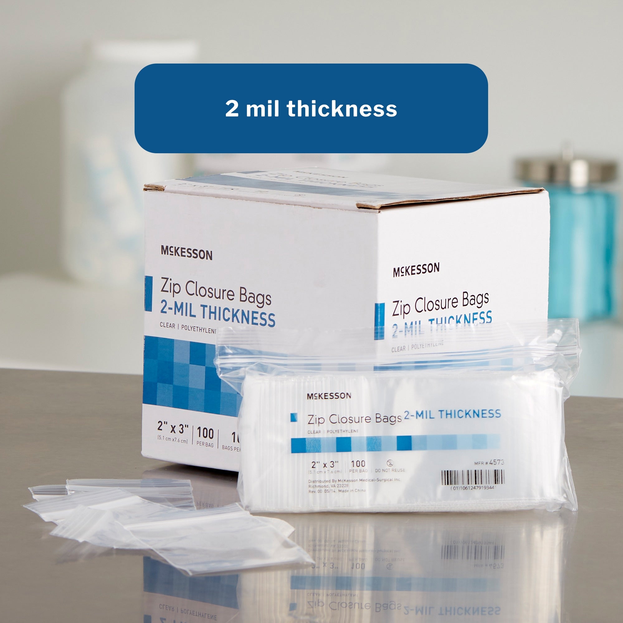 Reclosable Bag McKesson 2 X 3 Inch Polyethylene Clear Zipper Closure, Packaging Type- Case
