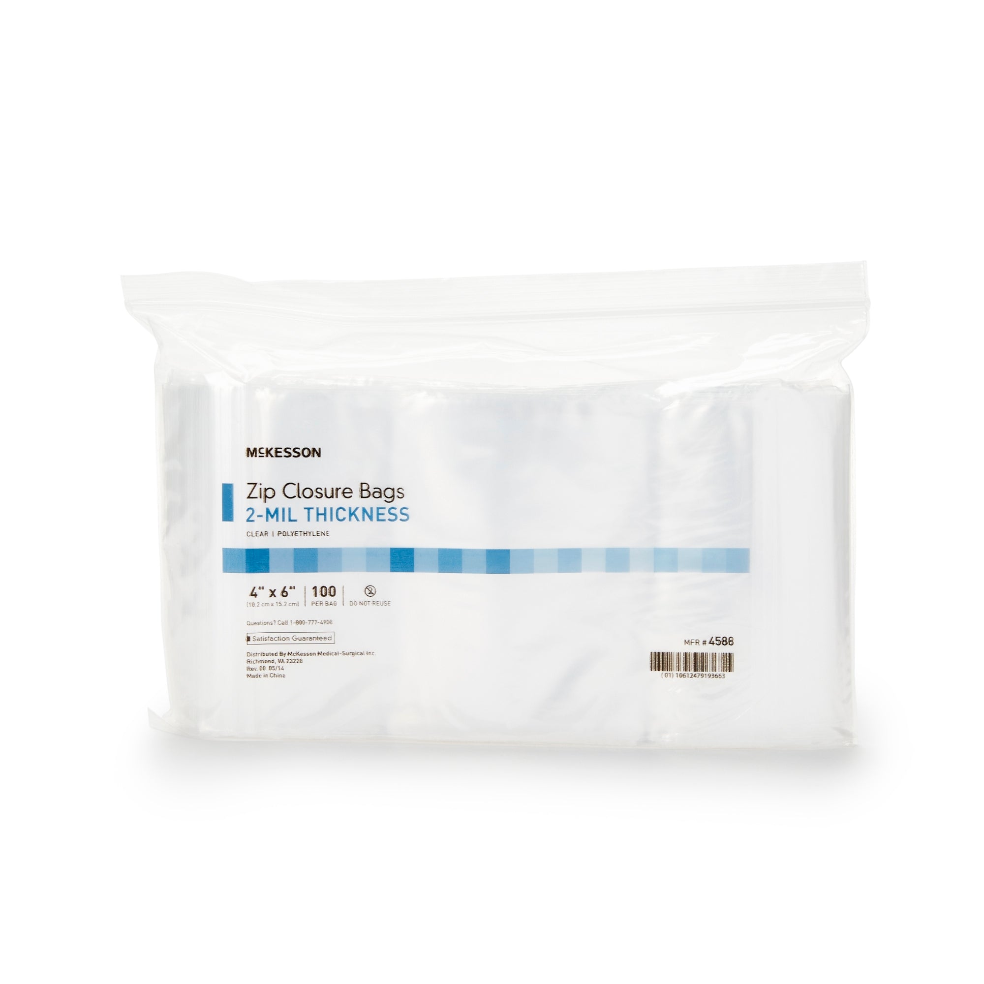 Reclosable Bag McKesson 4 X 6 Inch Polyethylene Clear Zipper Closure
