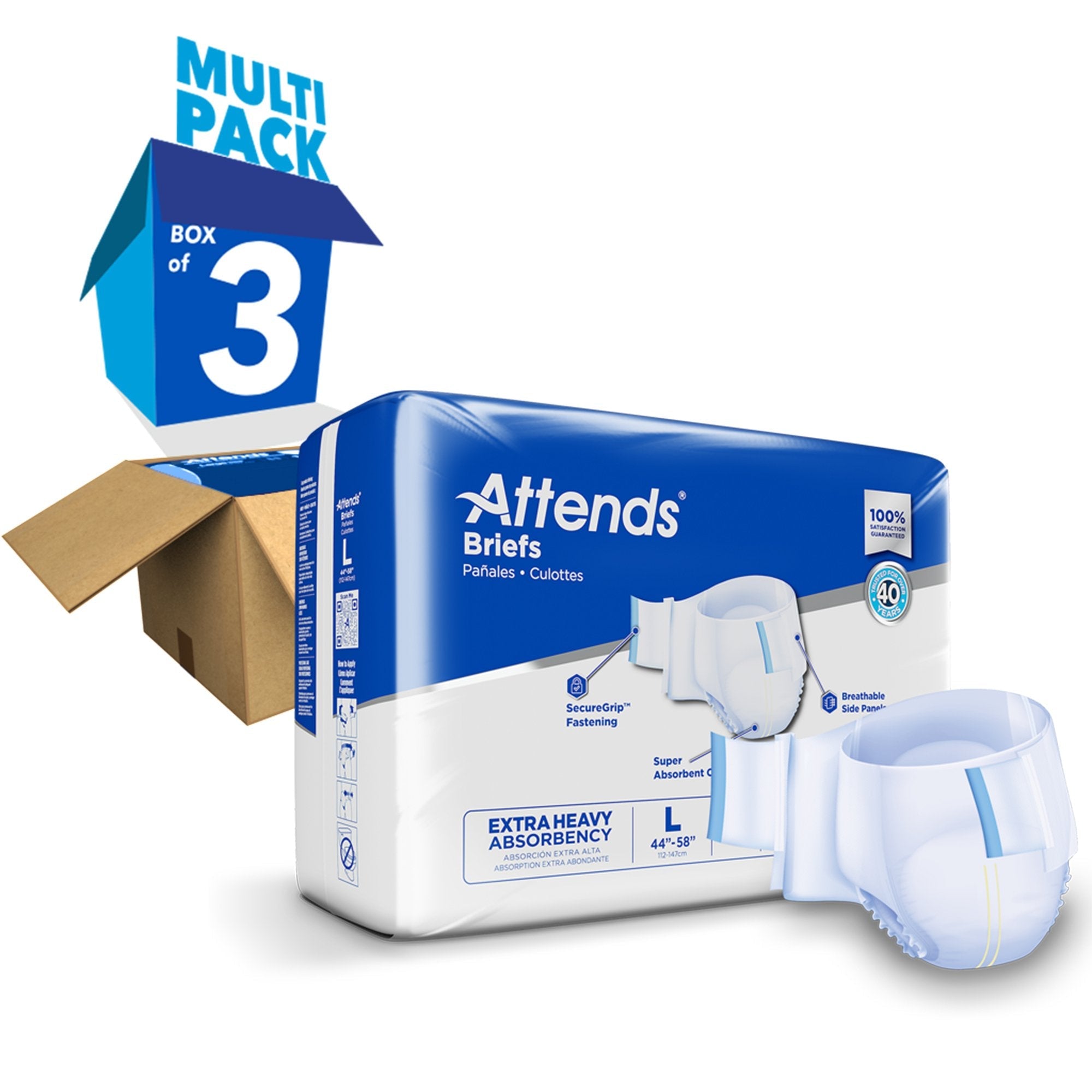 Unisex Adult Incontinence Brief Attends Care Advanced Large Disposable Heavy Absorbency, Packaging Type- Case