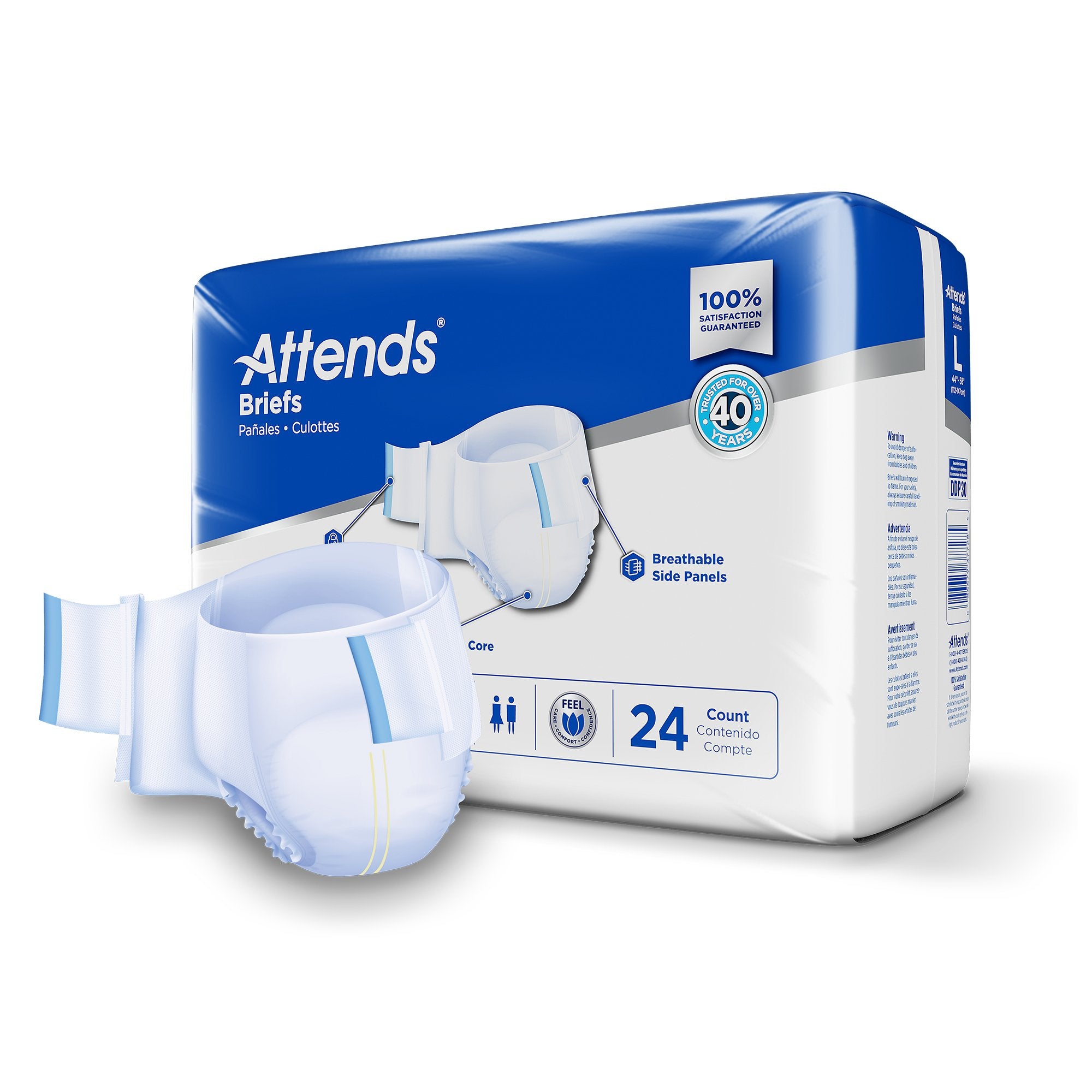 Unisex Adult Incontinence Brief Attends Care Advanced Large Disposable Heavy Absorbency, Packaging Type- Case