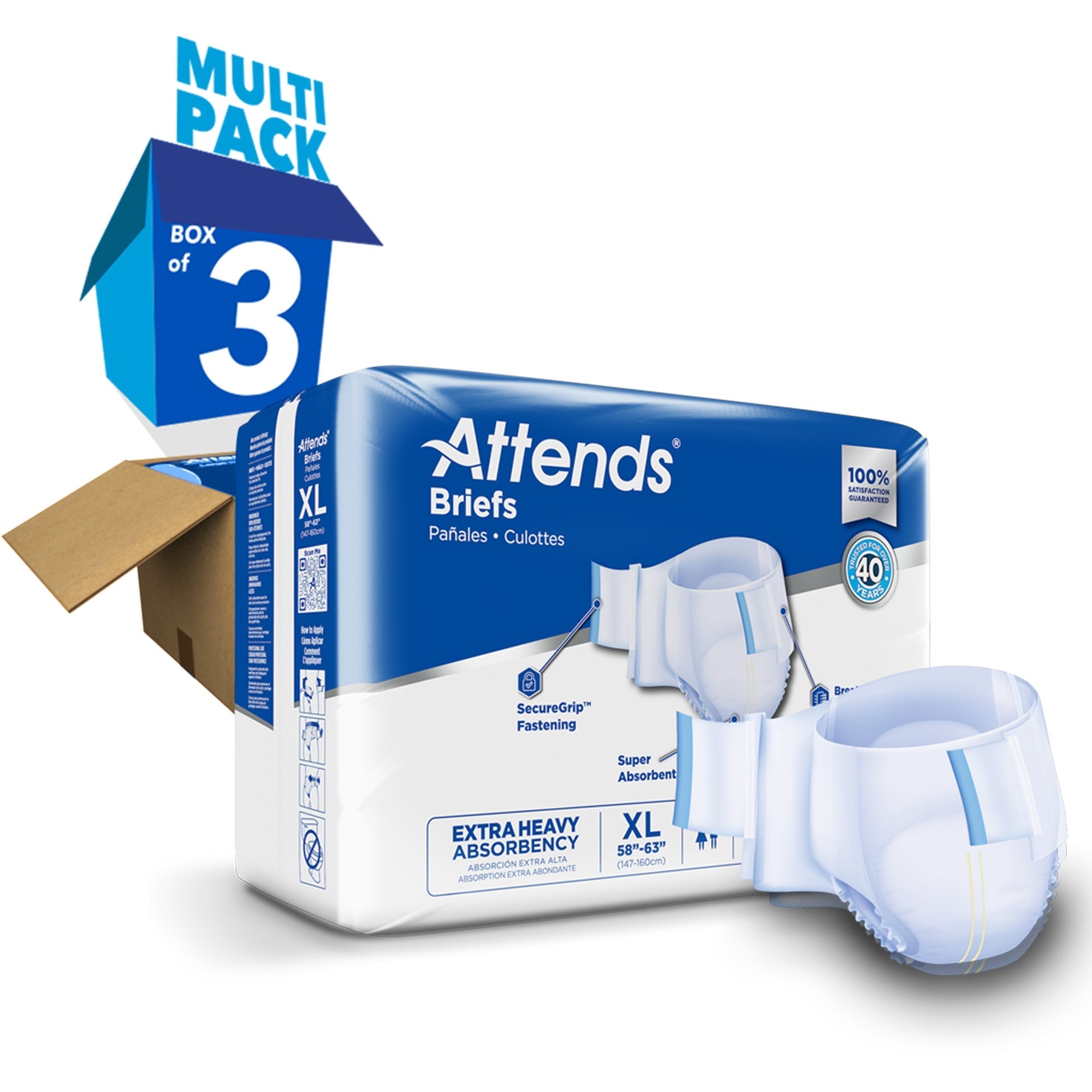 Unisex Adult Incontinence Brief Attends Care Advanced X-Large Disposable Heavy Absorbency, Packaging Type- Case