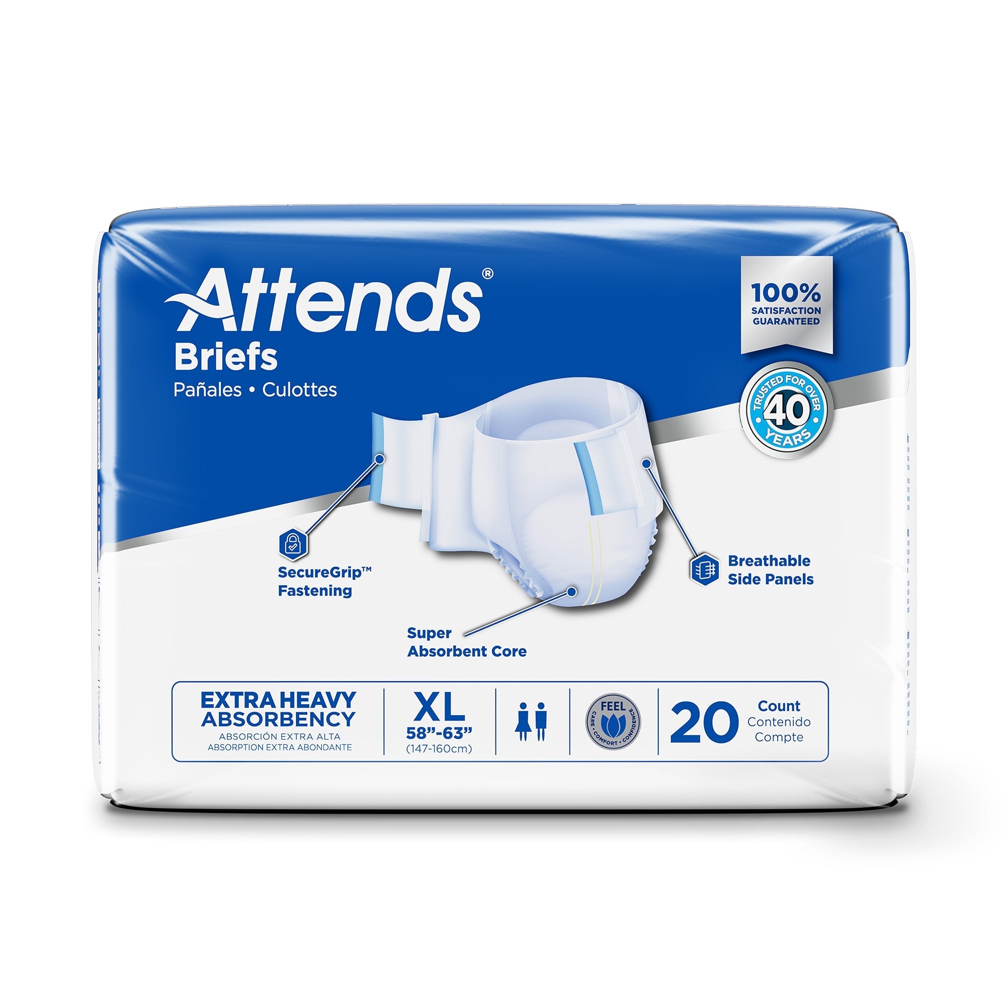 Unisex Adult Incontinence Brief Attends Care Advanced X-Large Disposable Heavy Absorbency, Packaging Type- Case