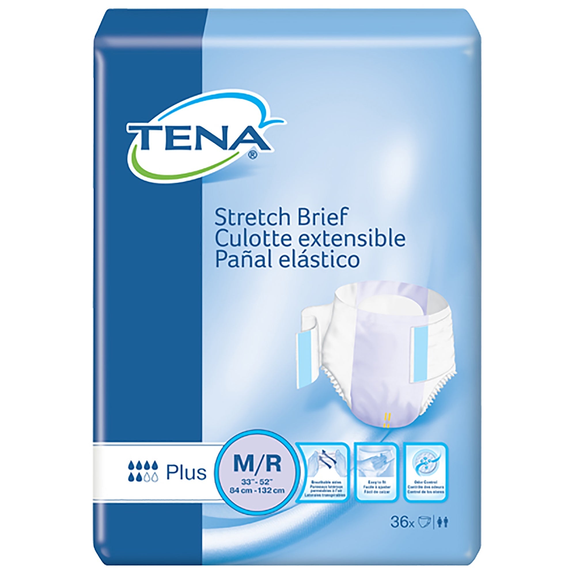 Unisex Adult Incontinence Brief TENA Stretch Plus Medium Disposable Moderate Absorbency, Packaging Type- Case