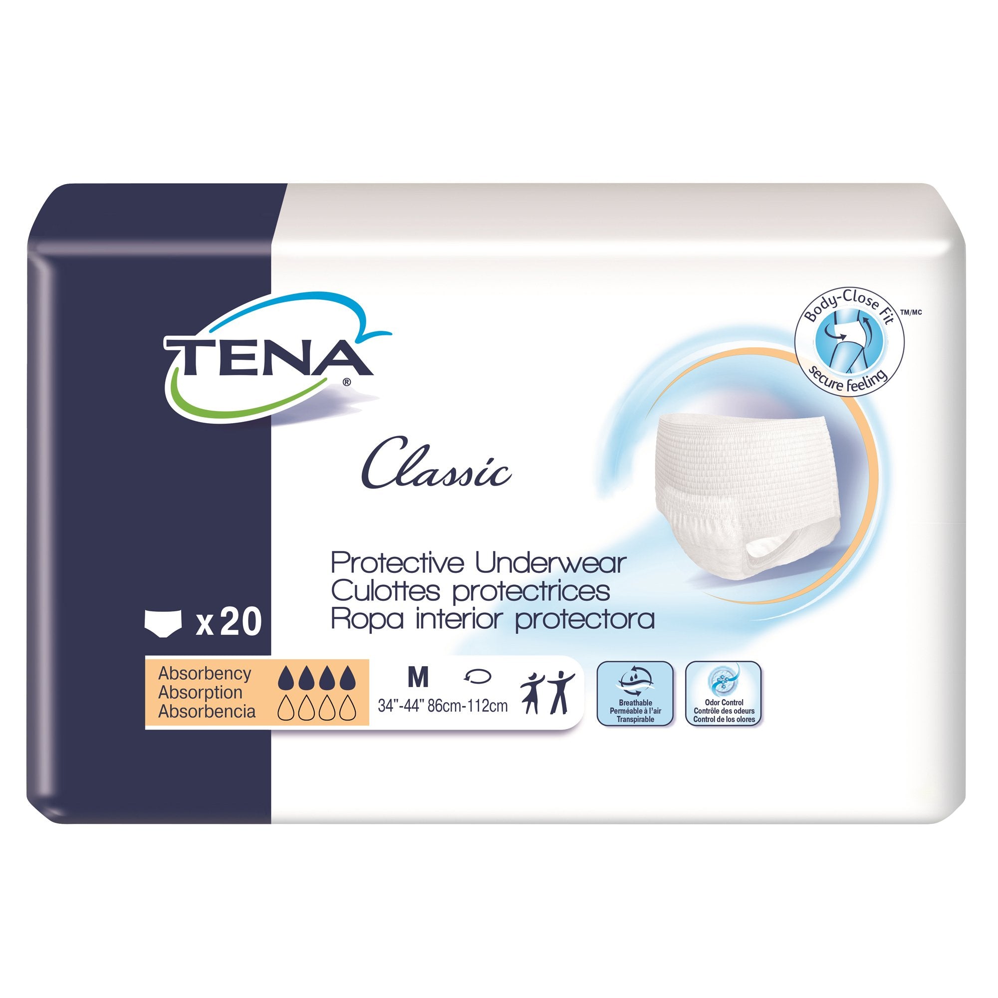 Unisex Adult Absorbent Underwear TENA Classic Pull On with Tear Away Seams Medium Disposable Moderate Absorbency, Packaging Type- Case