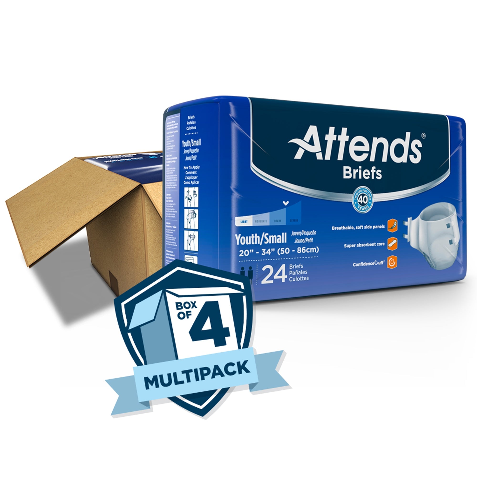 Unisex Youth Incontinence Brief Attends Small Disposable Heavy Absorbency, Packaging Type- Case