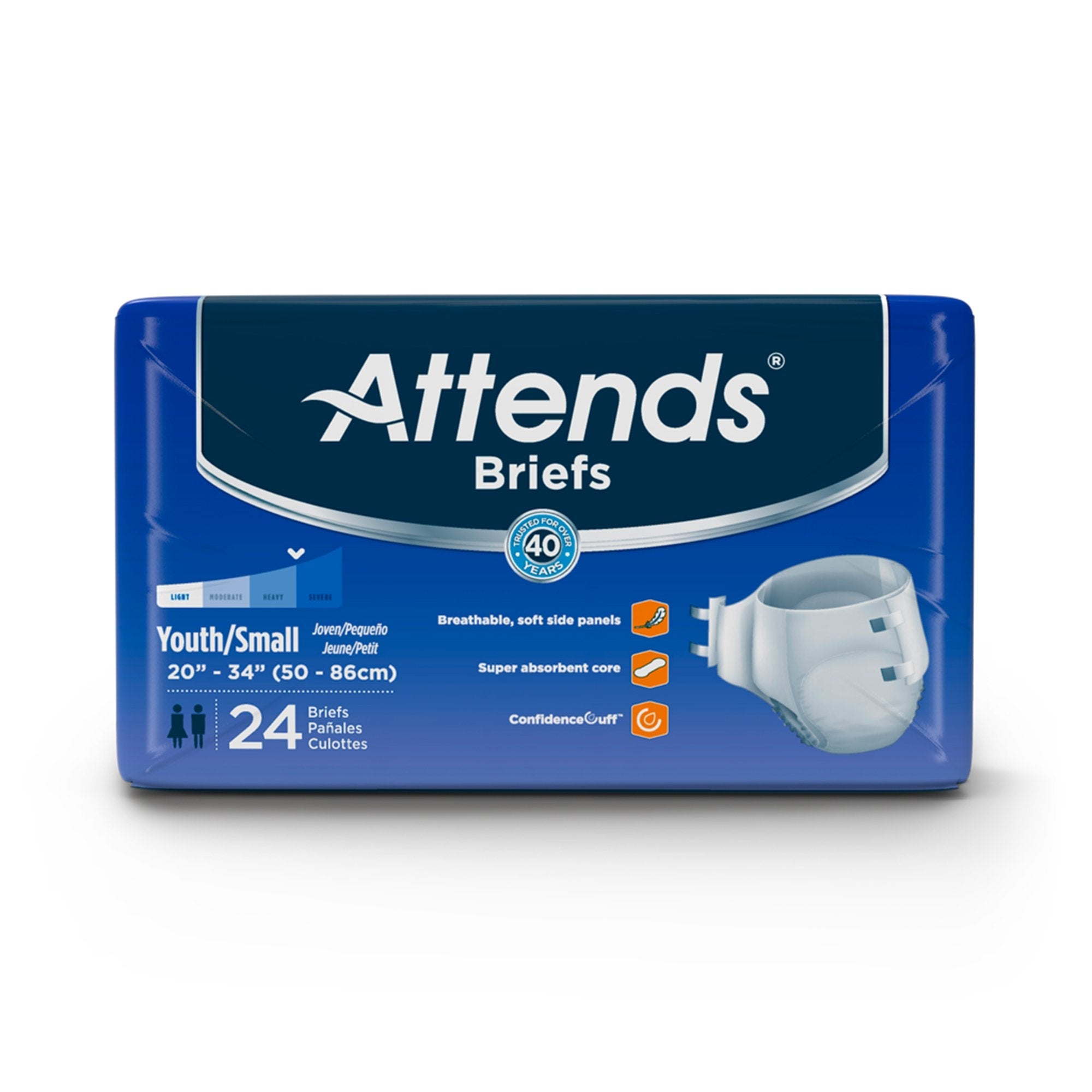 Unisex Youth Incontinence Brief Attends Small Disposable Heavy Absorbency, Packaging Type- Case
