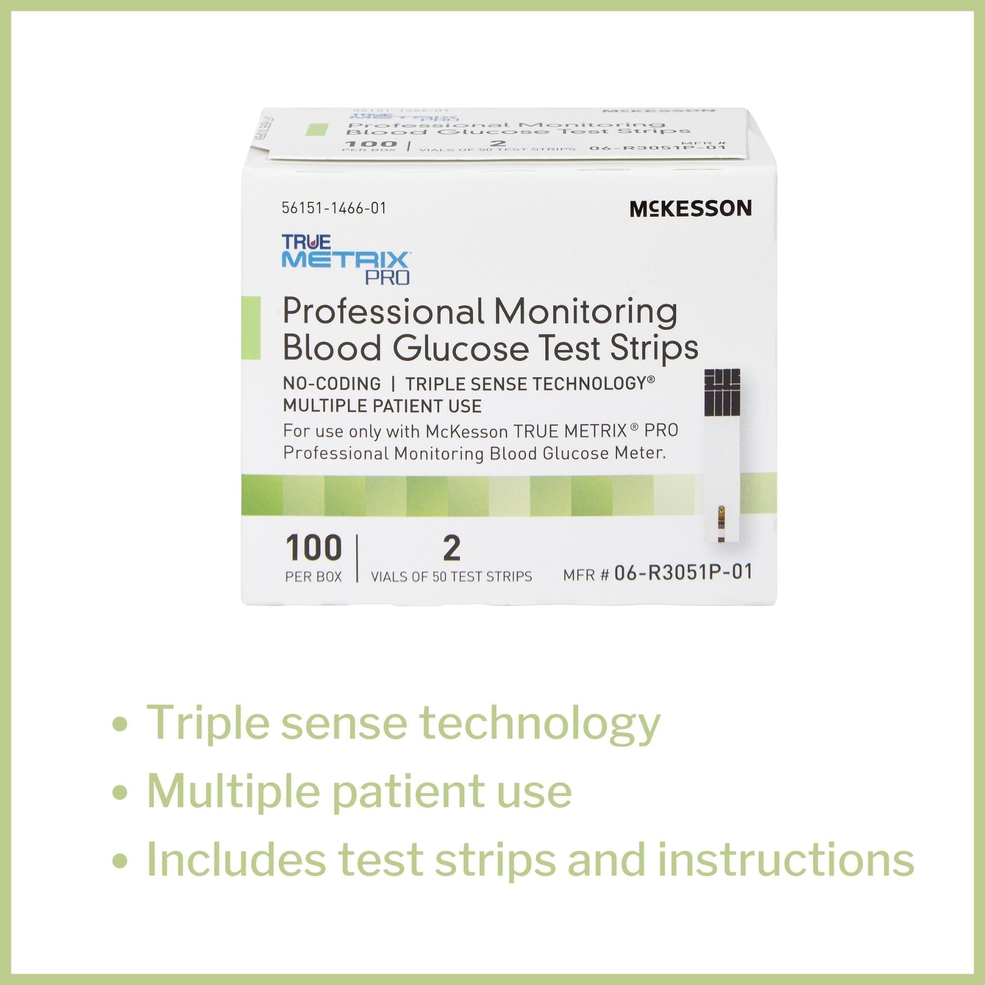 Blood Glucose Test Strips McKesson TRUE METRIX PRO 100 Strips per Pack, Packaging Type- Case