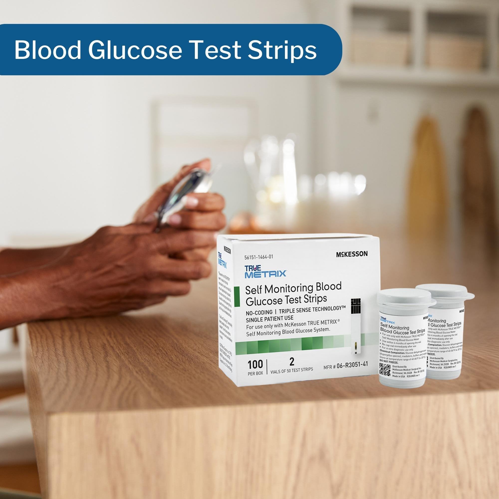 Blood Glucose Test Strips McKesson TRUE METRIX 100 Strips per Pack, Packaging Type- Case