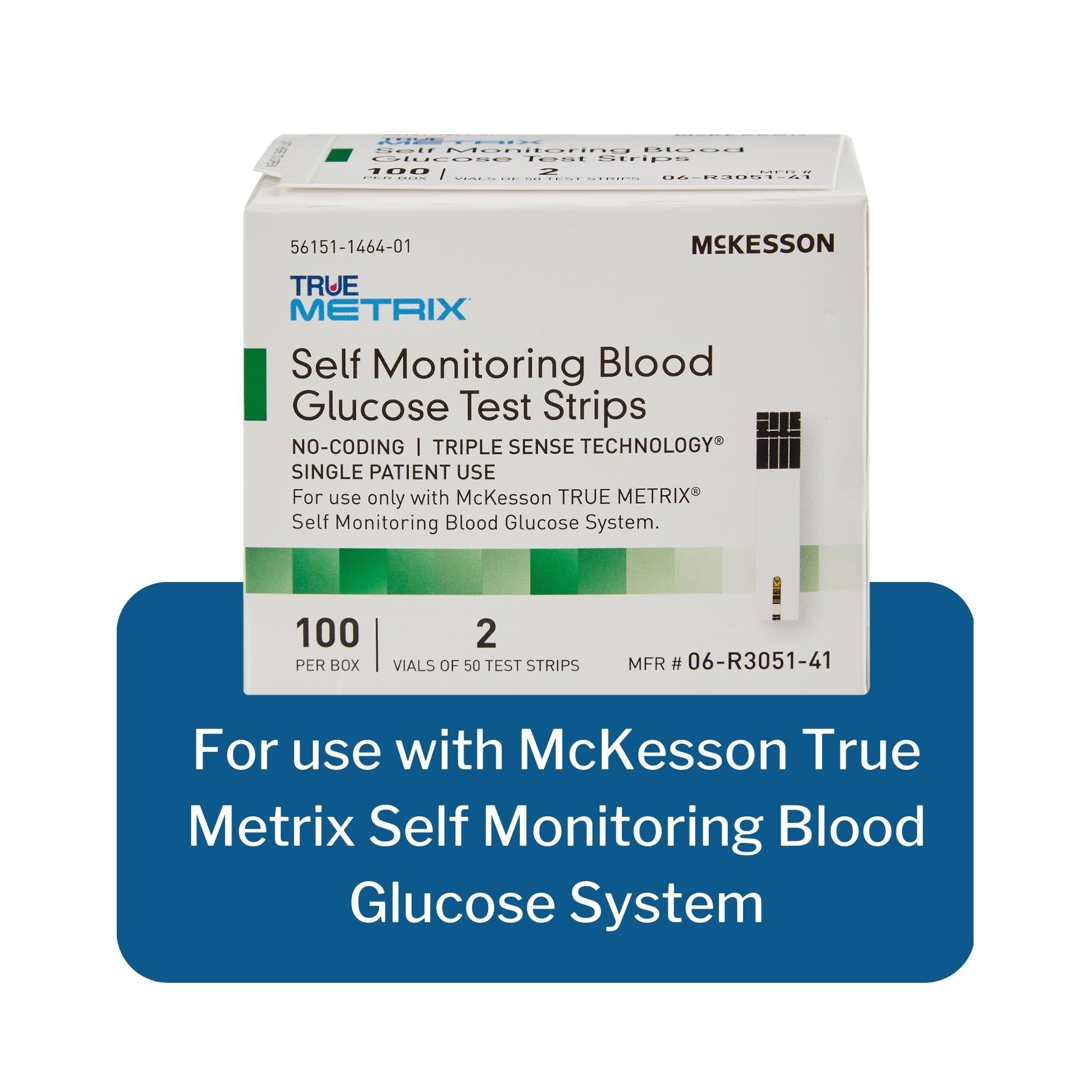 Blood Glucose Test Strips McKesson TRUE METRIX 100 Strips per Pack, Packaging Type- Case
