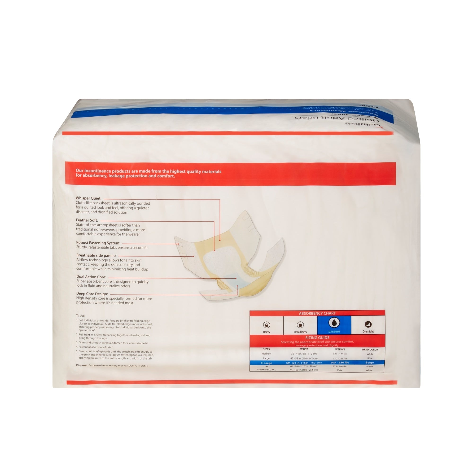 Unisex Adult Incontinence Brief Wings Super Quilted X-Large Disposable Heavy Absorbency, Packaging Type- Case