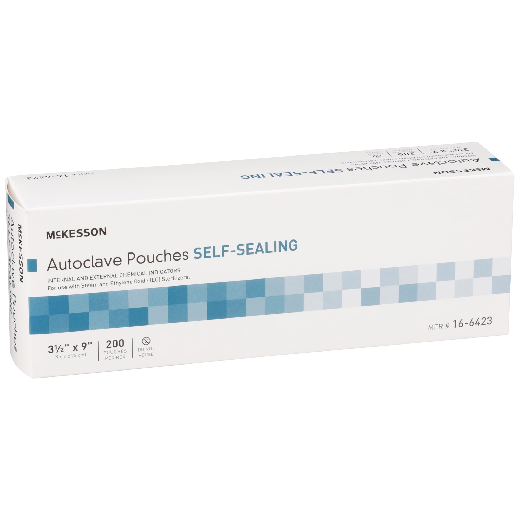 Sterilization Pouch McKesson Ethylene Oxide (EO) Gas / Steam 3-1/2 X 9 Inch Transparent Blue / White Self Seal Paper / Film, Packaging Type- Case