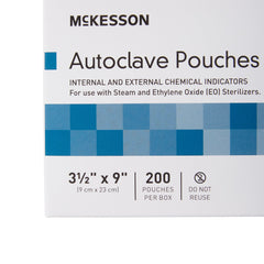 Sterilization Pouch McKesson Ethylene Oxide (EO) Gas / Steam 3-1/2 X 9 Inch Transparent Blue / White Self Seal Paper / Film, Packaging Type- Case